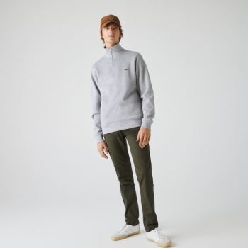 Lacoste Zippered Stand-Up Collar Cotton Sweatshirt - Mikiny Pánské Šedé | CZ-zgtxpB